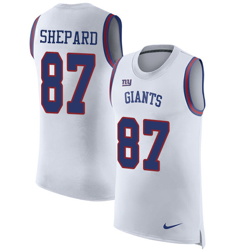 Nike Giants #87 Sterling Shepard White Men's Stitched NFL Limited Rush Tank Top Jersey - Click Image to Close